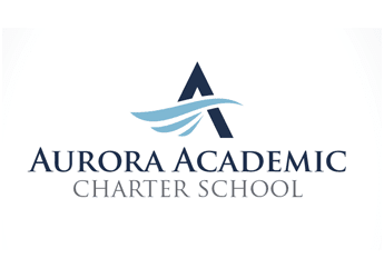 horizontal swoosh over abstract letter A charter school logo