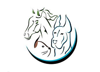 horse with cat and dog in line art vector