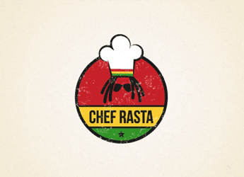 symbol of chef face with dreadlocks hairstyle retro logo