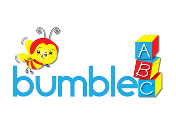bumble bee and letter blocks for children school logo