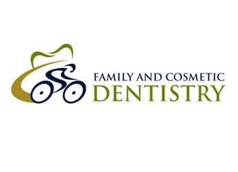 abstract tooth and cyclist in dental logo vector