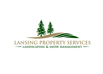 pine trees on landscape logo