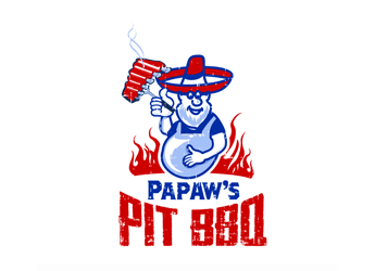 man in hat holding bbq ribs mascot logo design