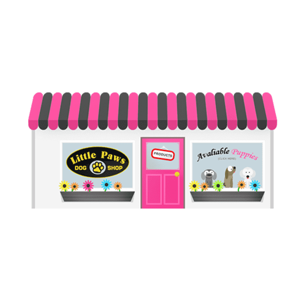 pet store logo with awning and window