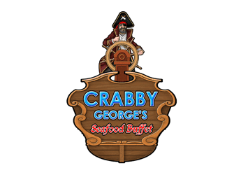 illustration of pirate captain holding steering wheel for sea food restaurant logo
