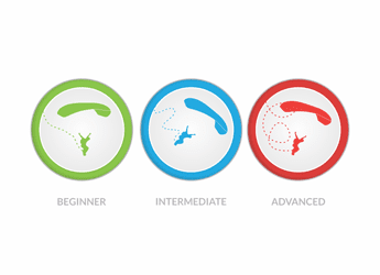 man parachuting in a circle vector school icon