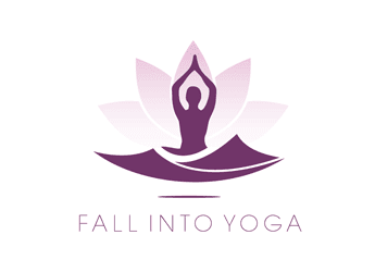 yoga pose icon with flower at back in yoga studio logo